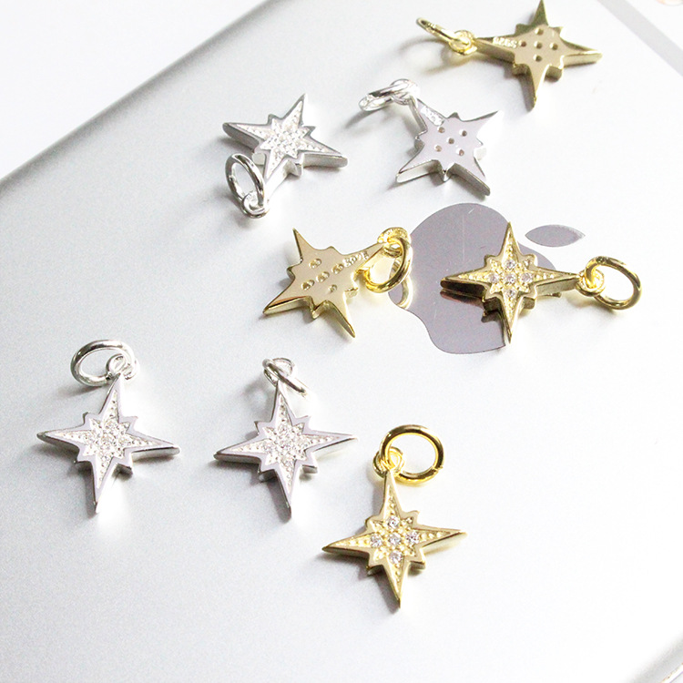 1 Pièce 12.5*10.6mm Argent Sterling 925 Zircon Star Brillant Pendentif display picture 1