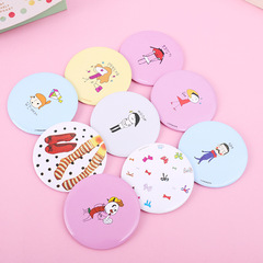 Korean Version Small Mirror, Portable Mini Single-Sided Round Cartoon Girl Makeup Tool, Pocket-Sized Complementing Round Mirror