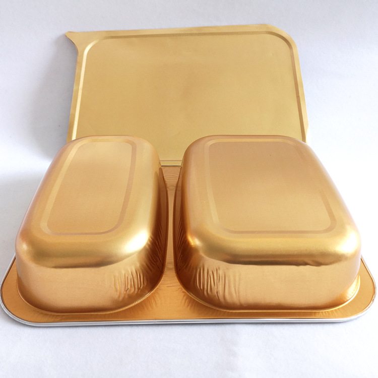 400+600ml双格铝箔高档可封口不漏汤汁餐盒外卖便当盒