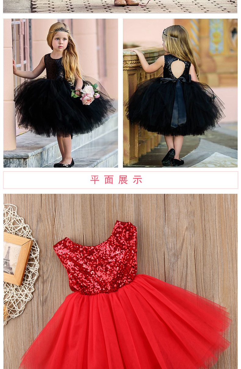 Factory Direct Sales  New Children's Round Neck Sleeveless Dress Girl's Black Solid Color Pettiskirt Princess Dress display picture 5