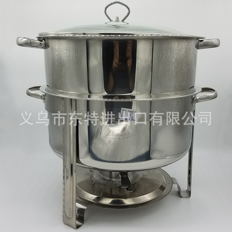 Factory direct sales of stainless steel dining stoves, straight-leg double-layer alcohol stoves, hotel and restaurant buffet stoves, hanging lid dining stoves detail image 2