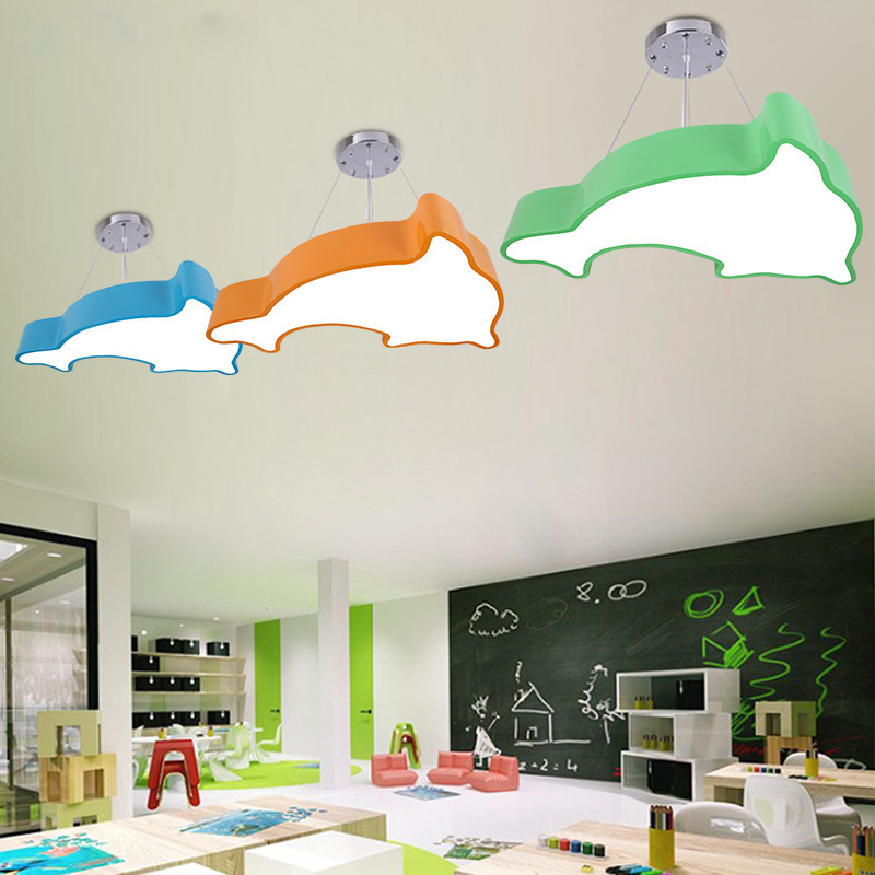 Dolphin fashion creative children's cartoon ceiling lamp kindergarten classroom bedroom canteen LED eye protection decorative lamps