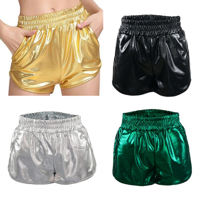 women jazz gogo dancers hiphop pu leather Loose elastic waist shorts  women's leggings