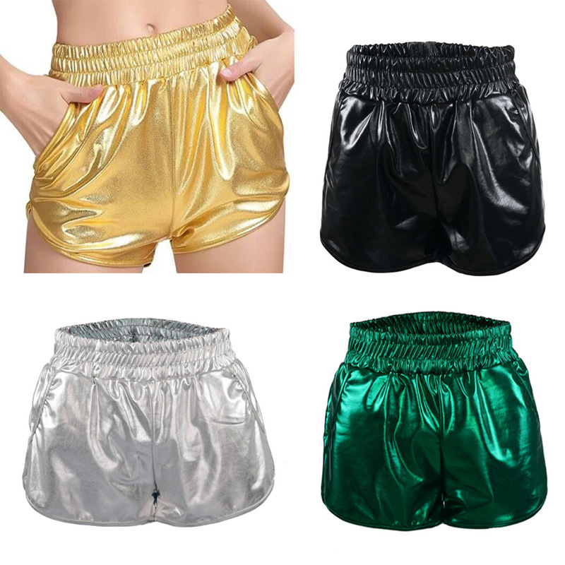 women jazz gogo dancers hiphop pu leather Loose elastic waist shorts  women's leggings