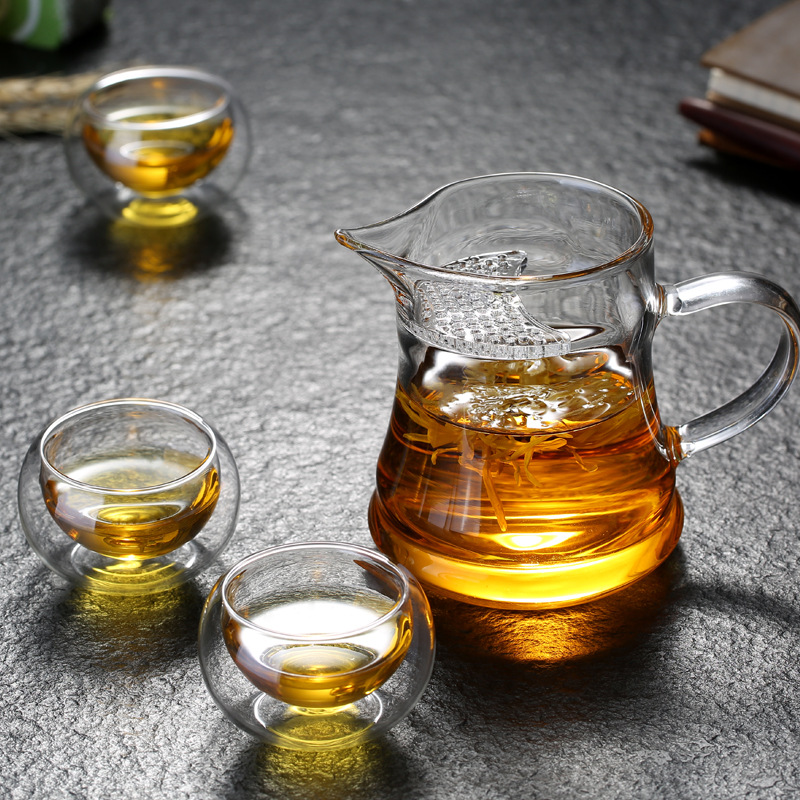 耐高温玻璃茶具 公道杯 尖嘴过滤分茶器 月牙公杯 加厚 鹰嘴茶海