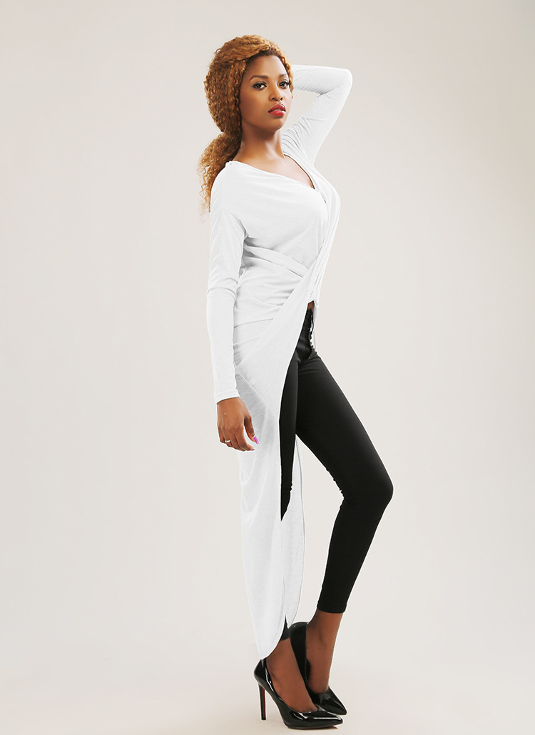 Sexy Bandage Dress Long Sleeve Asymmetrical Hem Fashionable Cross Design Autumn Collection Wholesale Available
