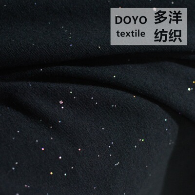 米样充足黑色全棉弹力烫金烫银点子彩点汗布 黑色烫金t恤服装面料