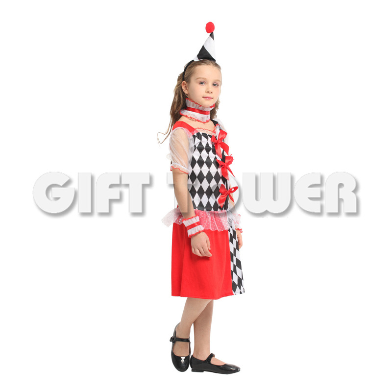 Stage performance costume, carnival costume G-0322, naughty red and black female clown role-playing costume, Halloween performance costume detail image 4