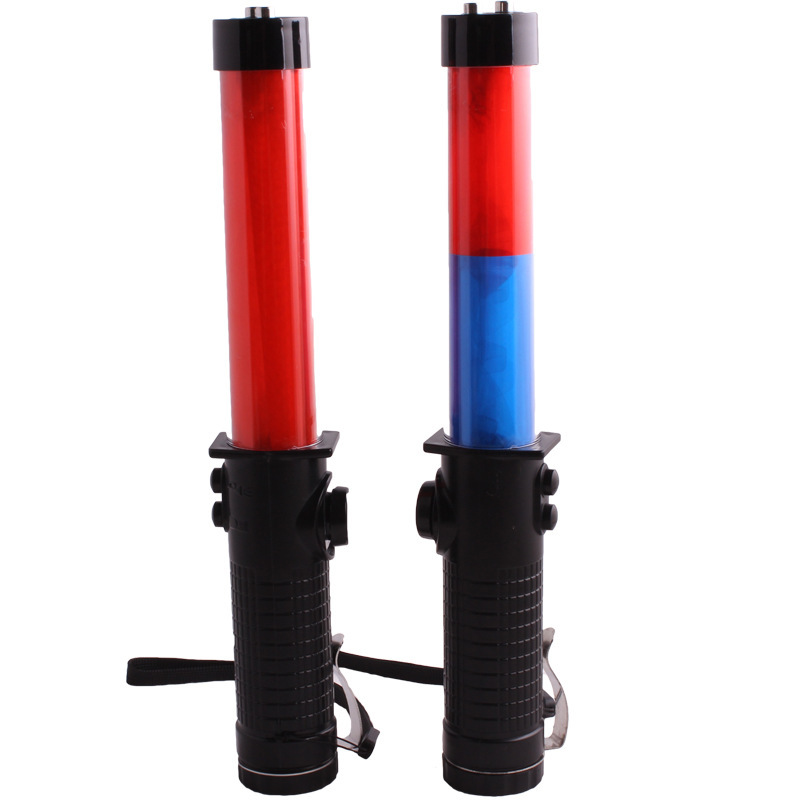 Traffic baton led flashing stick warning light whistle magnet hook buzzer light stick guide stick
