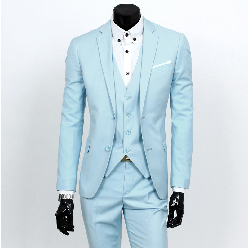 Suit Men's Suit Formal Wear Business Wear Men's Work Young College Students Handsome Korean Slim-fit Three-piece Suit
