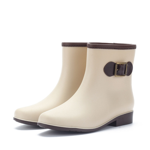 Fashionable high-end rain boots thickened women's non-slip PVC mid-calf Martin rain boots waterproof shoes rubber shoes overshoes snow boots
