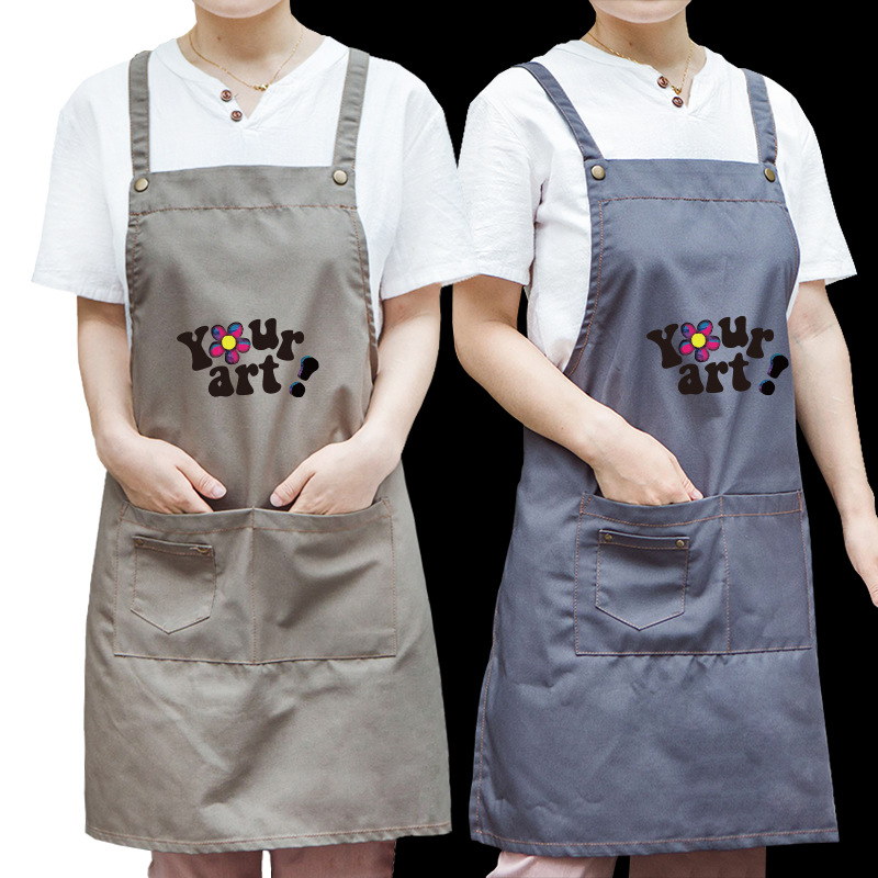 Moda estilo coreano delantal logotipo personalizado restaurante dieta café leche tienda de té tienda de flores supermercado pintura de uñas trajes