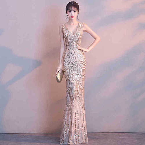 Party evening dress sexy buttock fishtail company president