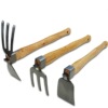 Wooden hand carbon steel anti -off -cut small hoe rake two -teeth rake hoe and agricultural gardening tools