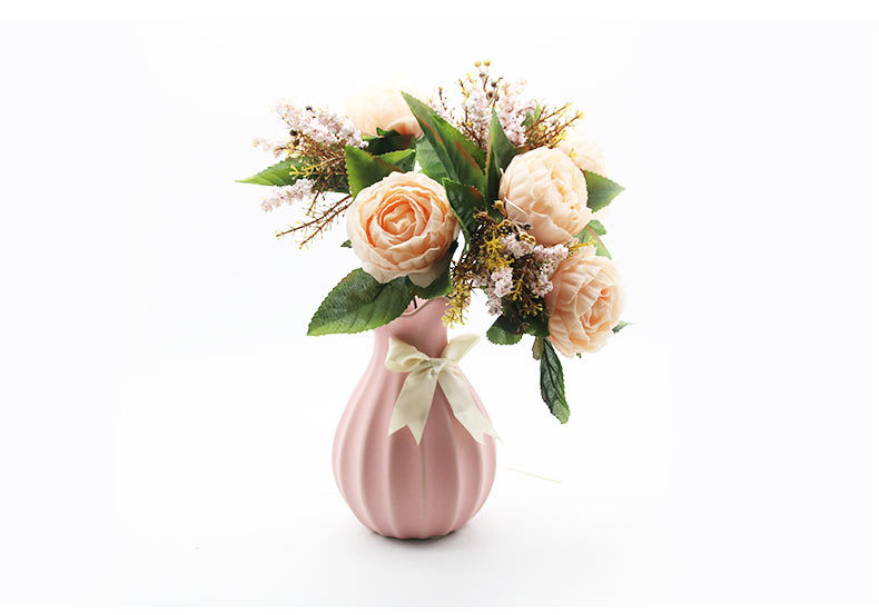 European-style artificial flowers in five colors, high-end artificial flowers, for living room home decoration, wedding, core wrapping, peonies, roses, silk flowers detail image 9