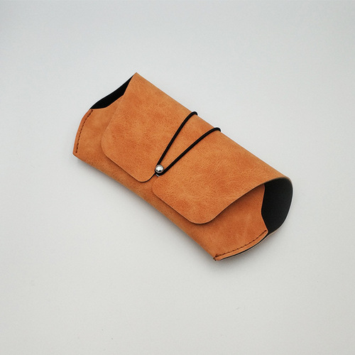 Imitation leather flocked lining sunglasses bag, fashionable buckle, trendy sunglasses glasses bag, flat mirror bag, can be printed with LOGO