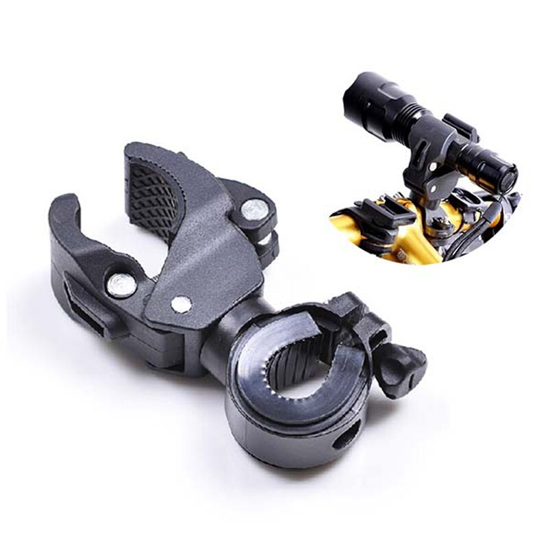 Bicicleta de montaña faro lámpara titular fábrica al por mayor fuerte luz linterna soporte giratorio 360 grados universal portalámparas