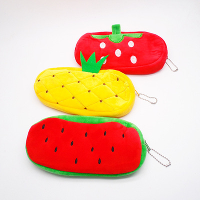 韩版小清新创意水果毛绒学生笔袋可爱糖果文具袋大容量铅笔收纳盒|ms