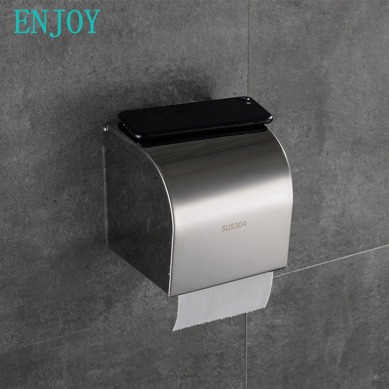 壹件代發304不鏽鋼可放手機紙巾架 防水紙巾筒衛生間卷紙架家用