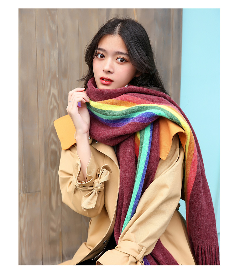 Vrouwelijk Street High Street Kleurblokpatroon Imitatie Kasjmier Sjaal display picture 2