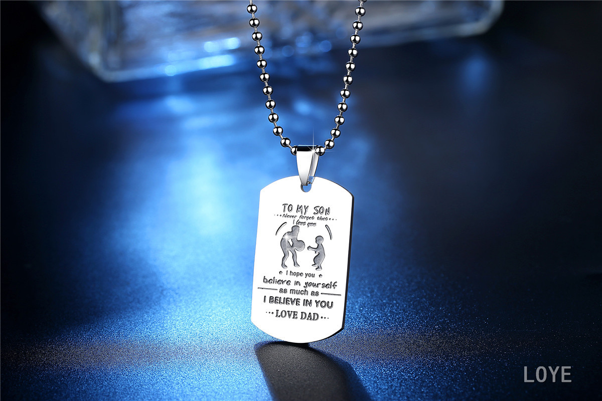 To My Son Never Forget That I Love You Stainless Steel Necklace display picture 3