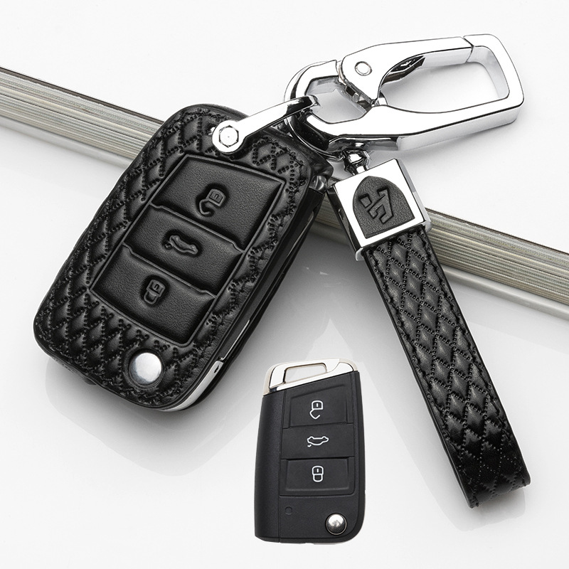 大众新迈腾高尔夫7帕萨特汽车真皮钥匙包套 桑塔纳车钥匙挂锁包|ms