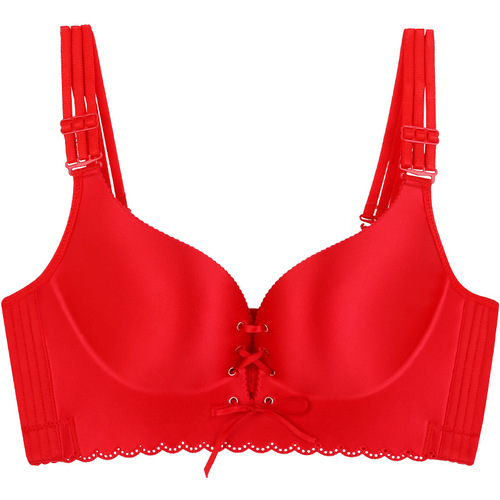 New drawstring B large size underwear push-up adjustable straps beautiful back glossy seamless seamless wireless sexy bra