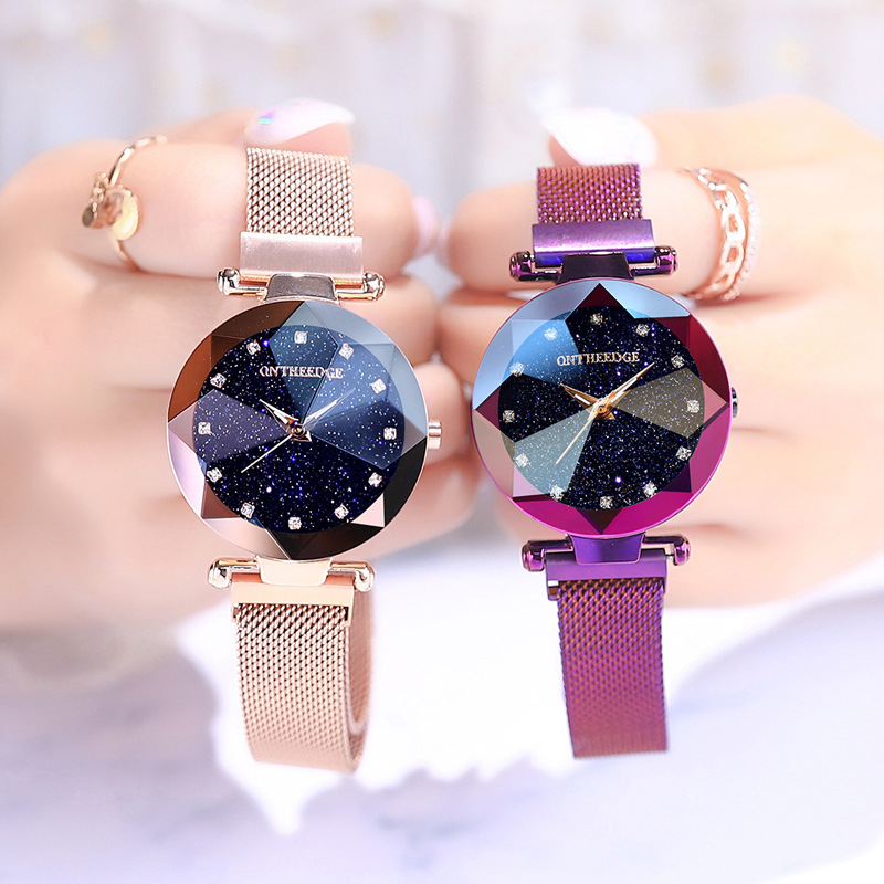 2021 new shake network red with starry watch female fashion trend waterproof Korean version of ladies women watch students