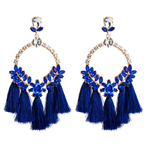 Exaggerated flower set auger tassel acrylic earring Europe and the United States temperament female stud earrings Bohemia