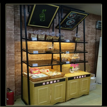 铁艺实木展示柜原木生态板陈列面包铁艺货架蛋糕生态柜台