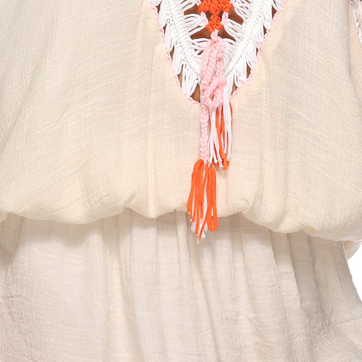 Hand Crocheted Beach Dress V Neck Batwing Sleeves Irregular Hem Sun Protection Cover Up Wholesale Available