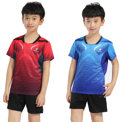 New products Group purchase children badminton suit Quick drying Boy girl Short sleeved motion match student team clothing