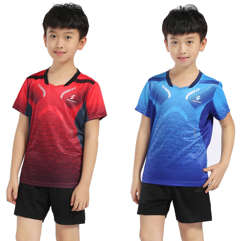New products Group purchase children badminton suit Quick drying Boy girl Short sleeved motion match student team clothing