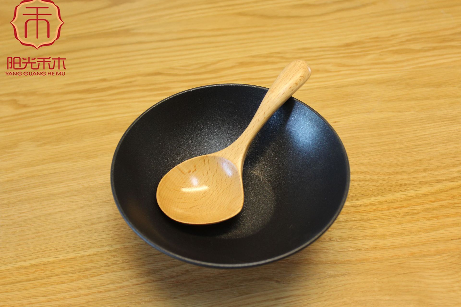 春季新品 榉木大圆口小汤勺细腻圆润木勺 实用木质饭勺