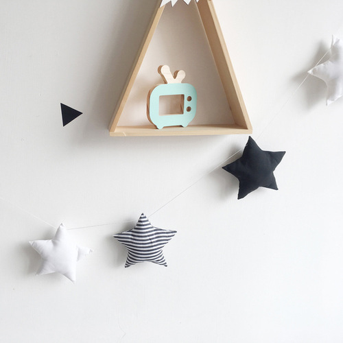 ins Nordic star and moon string hanging decoration for children's room crib tent bed curtain matching decoration 5 star strings