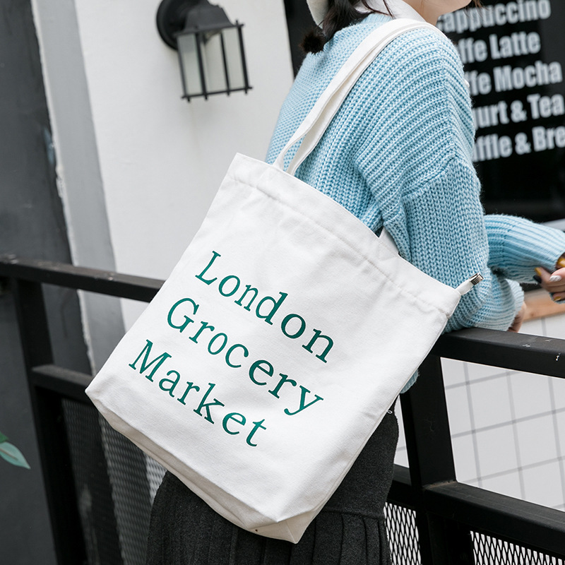 reticule canvas One shoulder Korean Edition student Lazy wind Canvas bag Harajuku ulzzang High-capacity Shopping bag