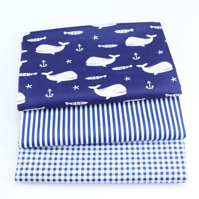 卡通小鲸鱼全棉布料批发 幼儿园三件套床上用品面料 宝宝纯棉布料