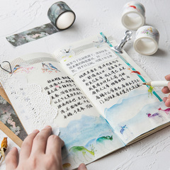 A set of 3 original watercolor animal series handmade sticker sheets: "Swirling Fairy Deer" with a cicada and paper tape