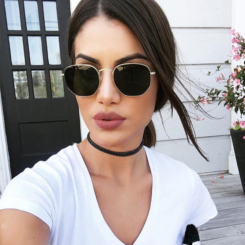 Outdoor Occasion Solid Color Pattern Women'S Gender Fashion Style Fashion Solid Color UV400 Protection Resin Polygon Full Frame Women's Sunglasses