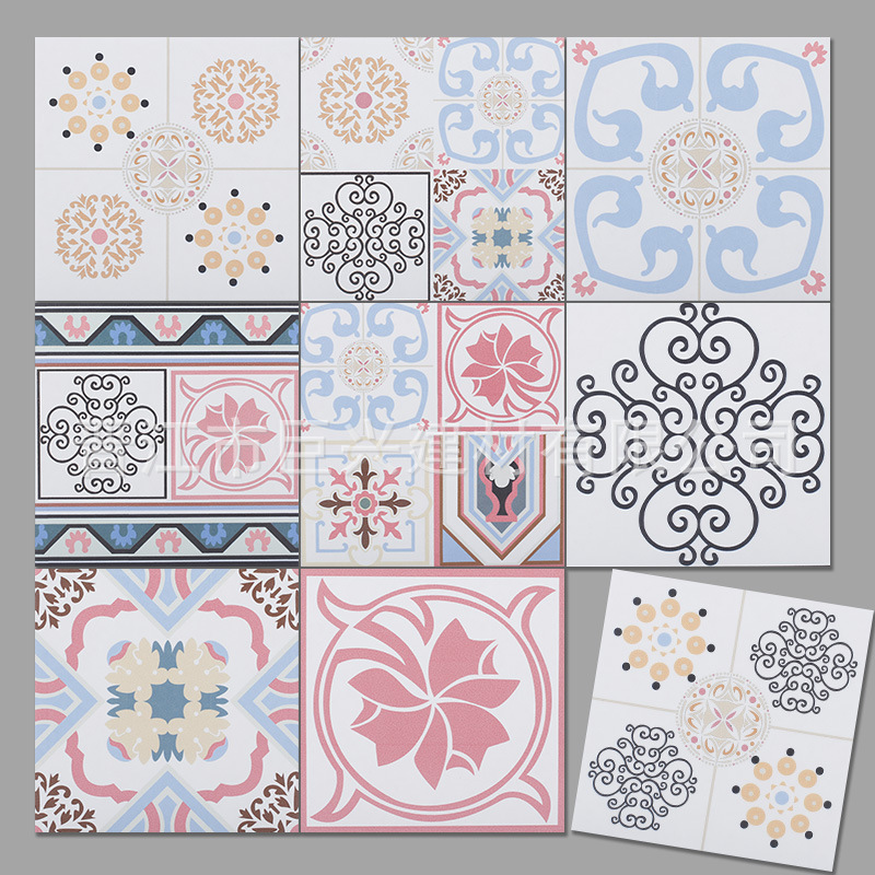 北欧花砖200x200 美式艺术厨房地面砖厨房背景墙砖水泥瓷砖厂家直