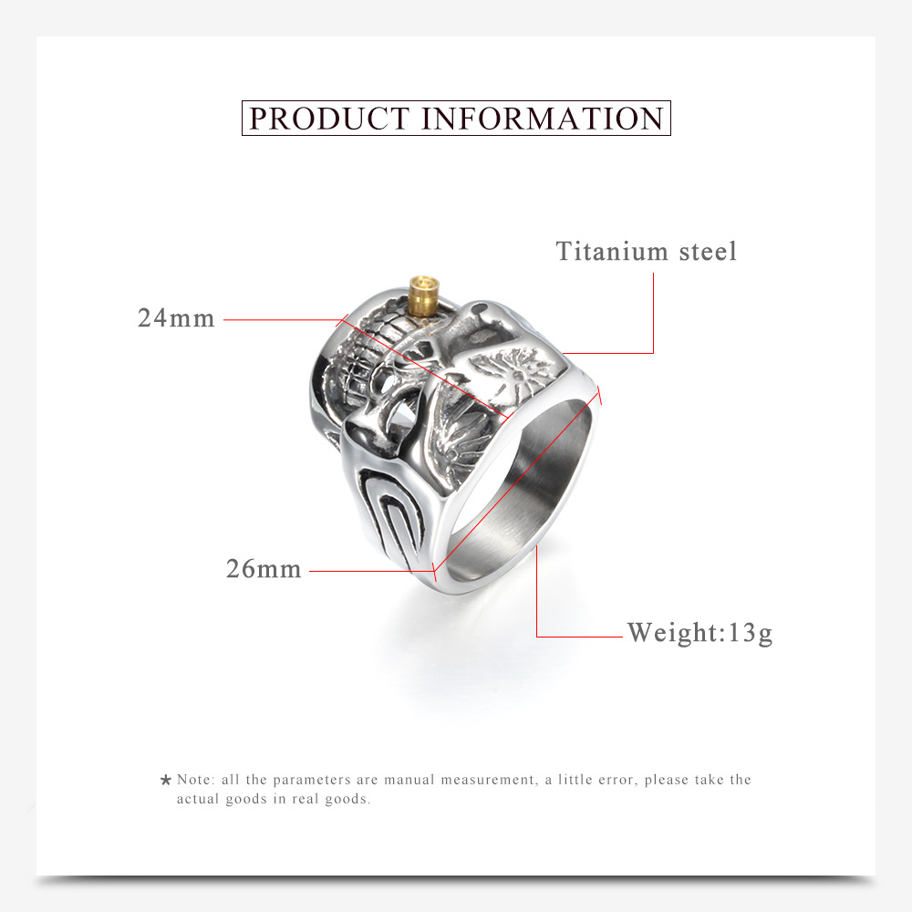 Retro style Skull shape Menu0027s Titanium Steel Ring