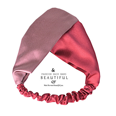 the republic of korea Retro Hair band Broadside overlapping Tie Head hoop Mosaic Satin Versatile Hit color Headband Headdress wholesale