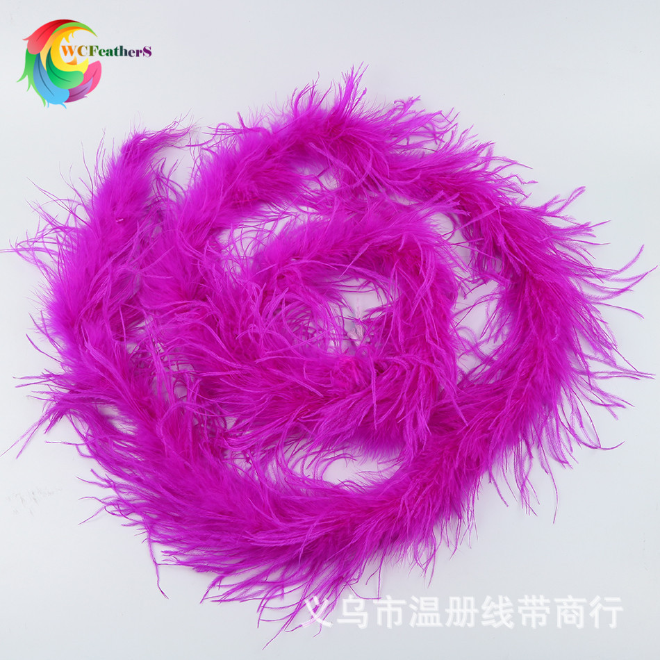温册羽毛厂家现货热销彩色鸵鸟毛围巾毛条鸵鸟毛毛条服装辅料2米详情图16