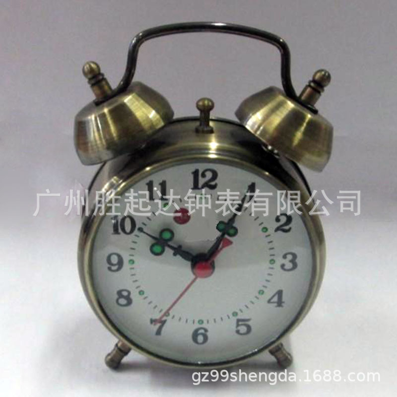 机械闹钟发条式金属打铃欧美复古实用家居3英寸红钴台钟-阿里巴巴