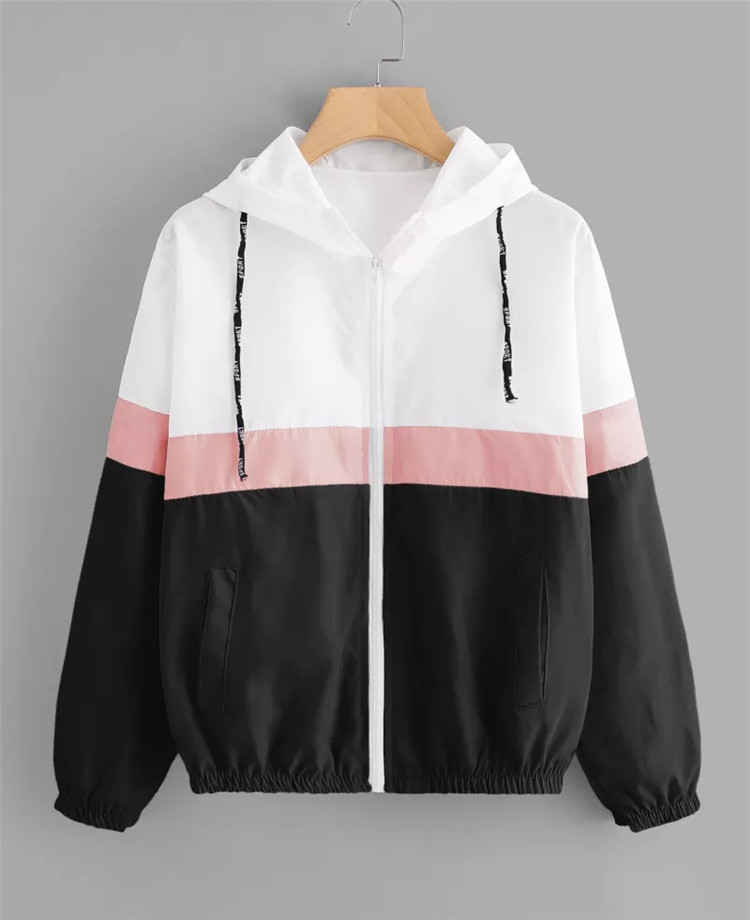 2018亚马逊eBay欧美夏季新款女装拼色松紧带束腰连帽外套|ms