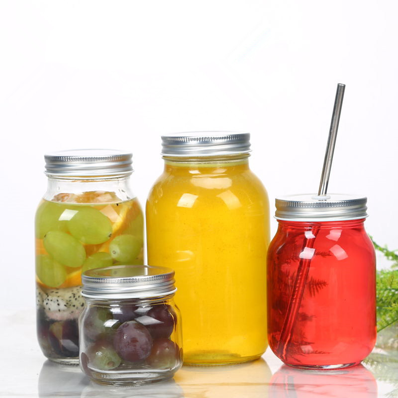 Square canned bottle Marson glass glass fruit salad cup handmade jam…
