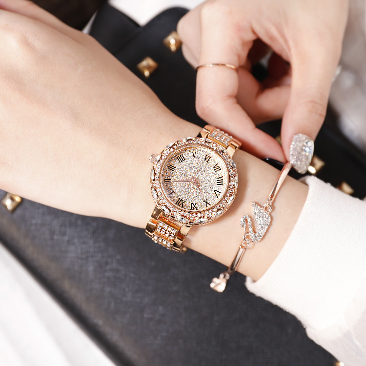 抖音爆款满天星 日本外贸星空女士手表满钻时尚石英表防水watch