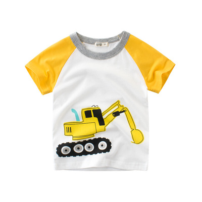 2022 Summer children's clothing ins children Korean Edition Short sleeved Boy T-shirts half sleeve children clothes Excavator