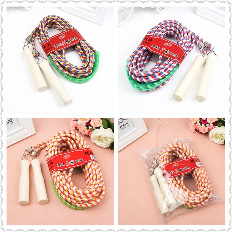 Wangyou Professional 5 meters 7 meters 9 meters collective group wooden handle rope skipping student competition training fitness sports supplies Wangyou Professional 5 meters 7 meters 9 meters collective group wooden handle rope skipping student competition training fitness sports supplies