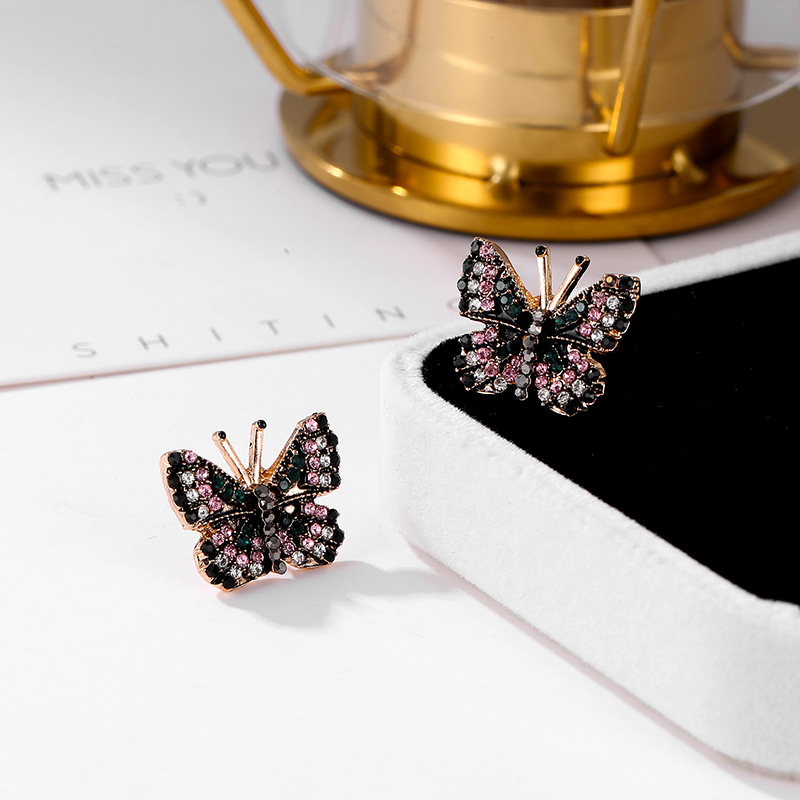 Daily Occasion 1 Pair Fashion Butterfly Alloy Plating Rhinestones Women's Ear Studs